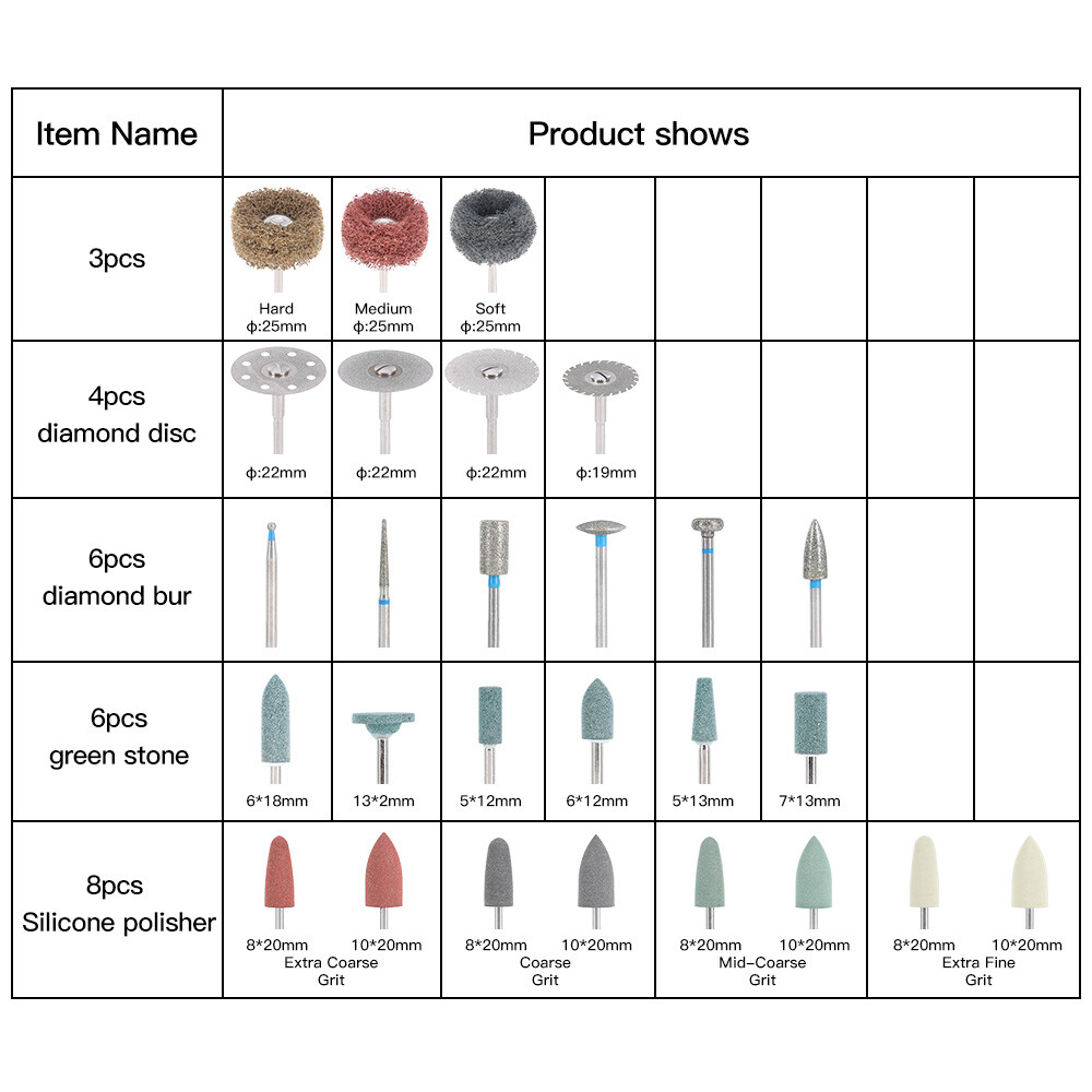 Dental RA HP Diamond Polishing Burs Disc Brushes Kit for Porcelain Ceramics