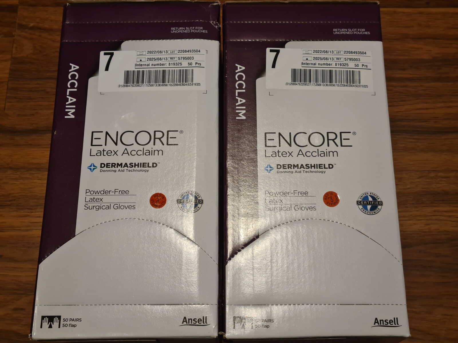 100-Pairs Encore Latex Acclaim DermaShield Powder Free Latex Surgical Gloves