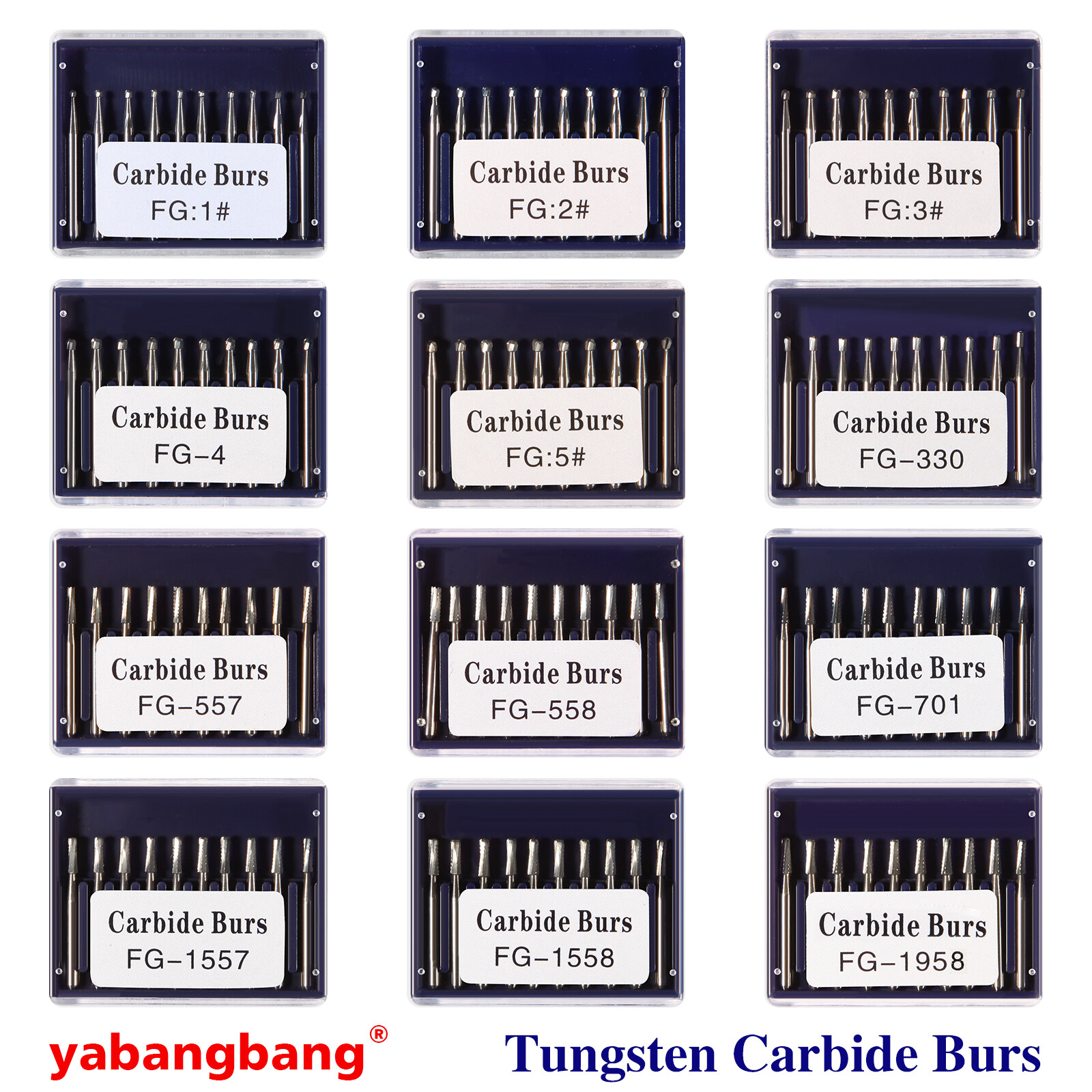 1-10 Kit Dental FG Tungsten Steel Carbide Burs Drill High-Speed Handpiece