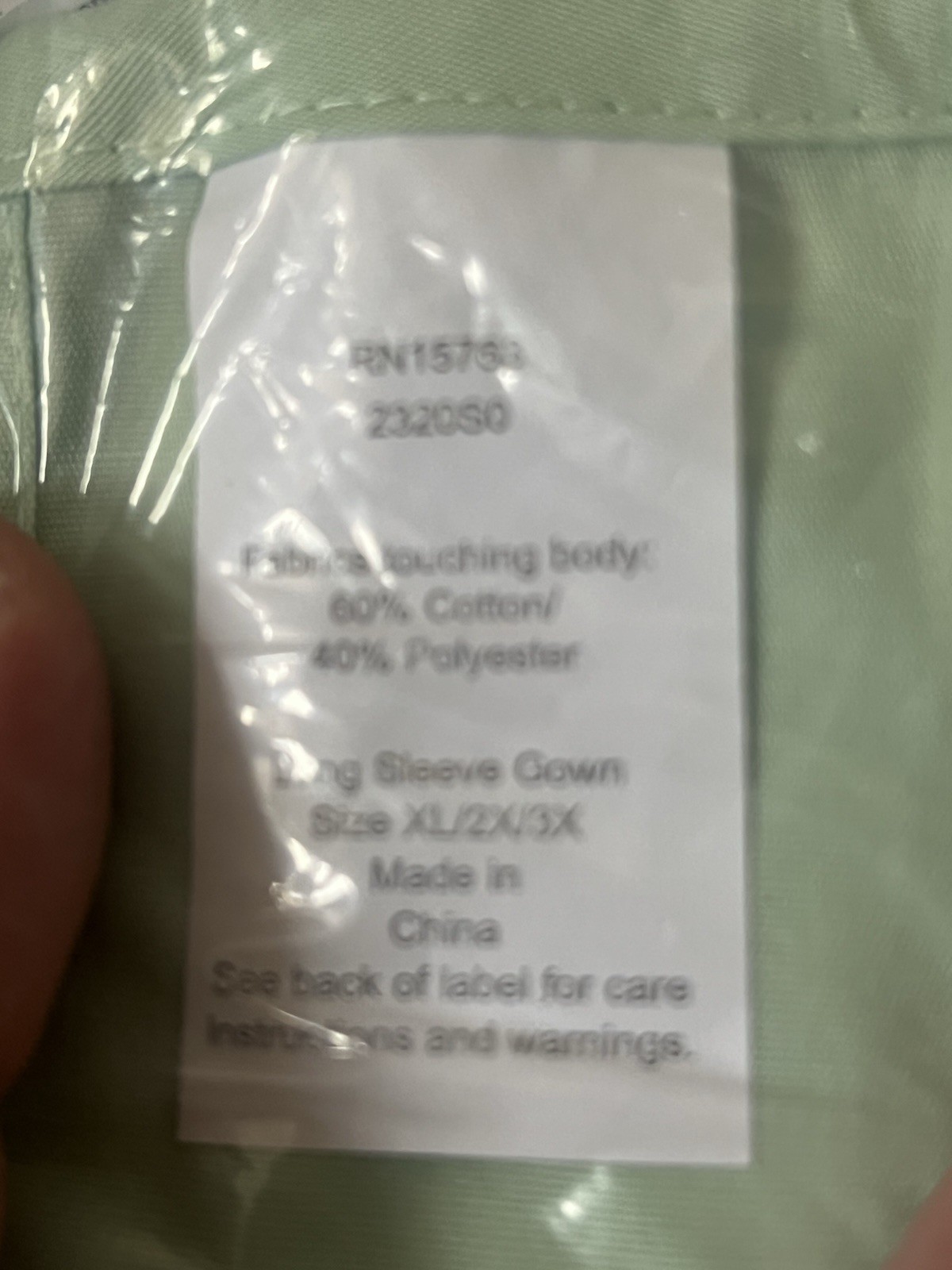 NEW Surgical Hospital Gown washable/reusable RN15763 New ONE SIZE Xl 2x 3x Mint