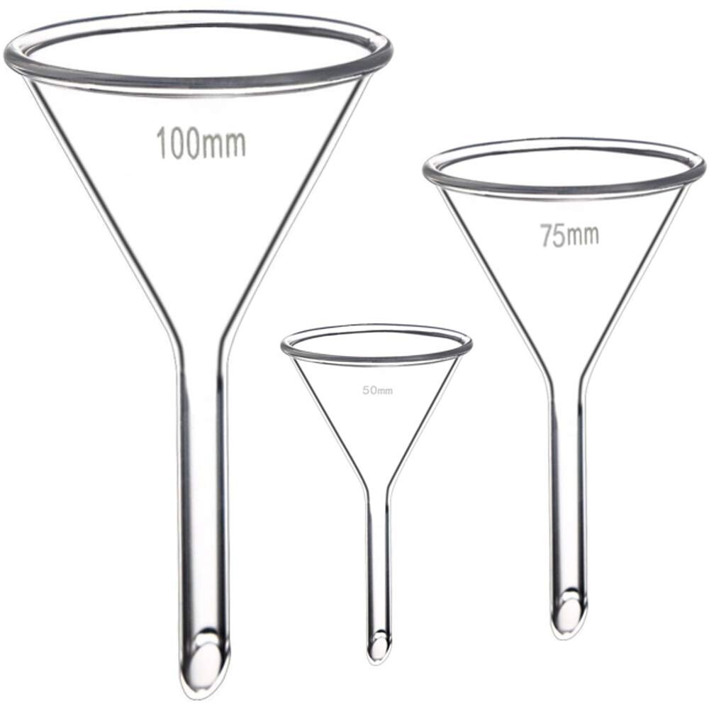 Glass Funnel Set, 50/75/100mm, Short Stem Karter Scientific 213V16 (Pack 3)