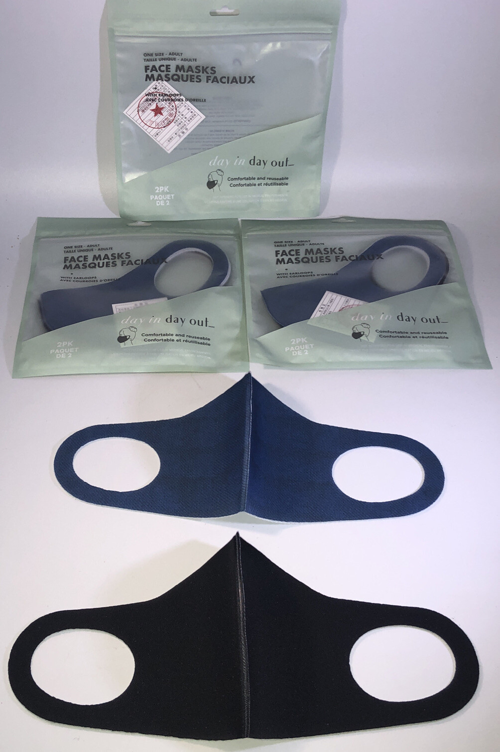 6 Adult Face Masks Black/Blue Washable Reusable Breathable(3ea 2Pks)NEW-SHIPN24H
