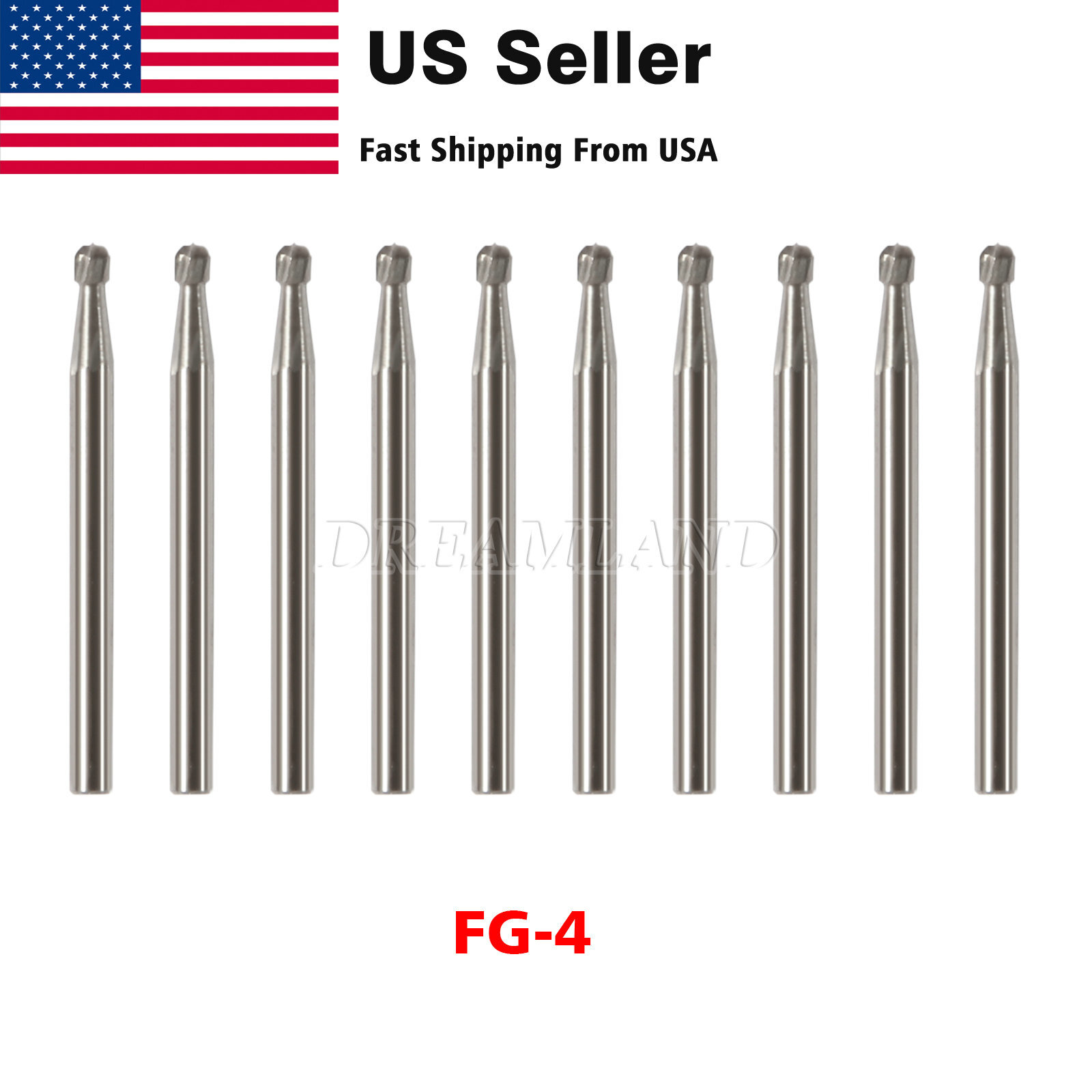 FG4 FG #4 Dental Carbide Burs, (100 Pack) – High Speed Friction Grip