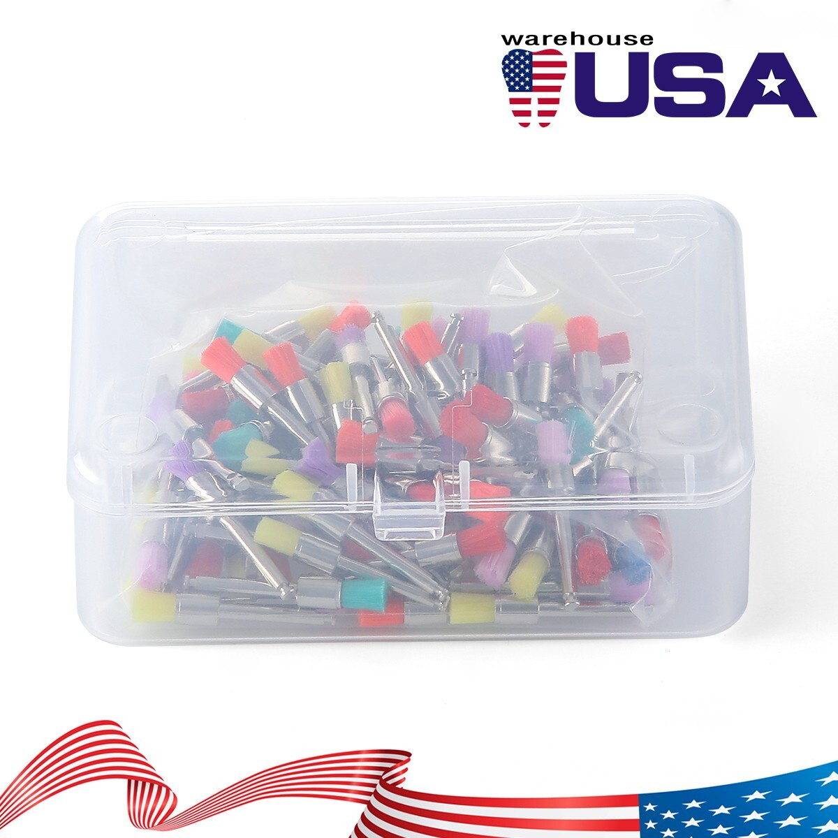 100Pcs USPS Dental Colorful Nylon Bowl Polishing Polisher Prophy Brushes Flat