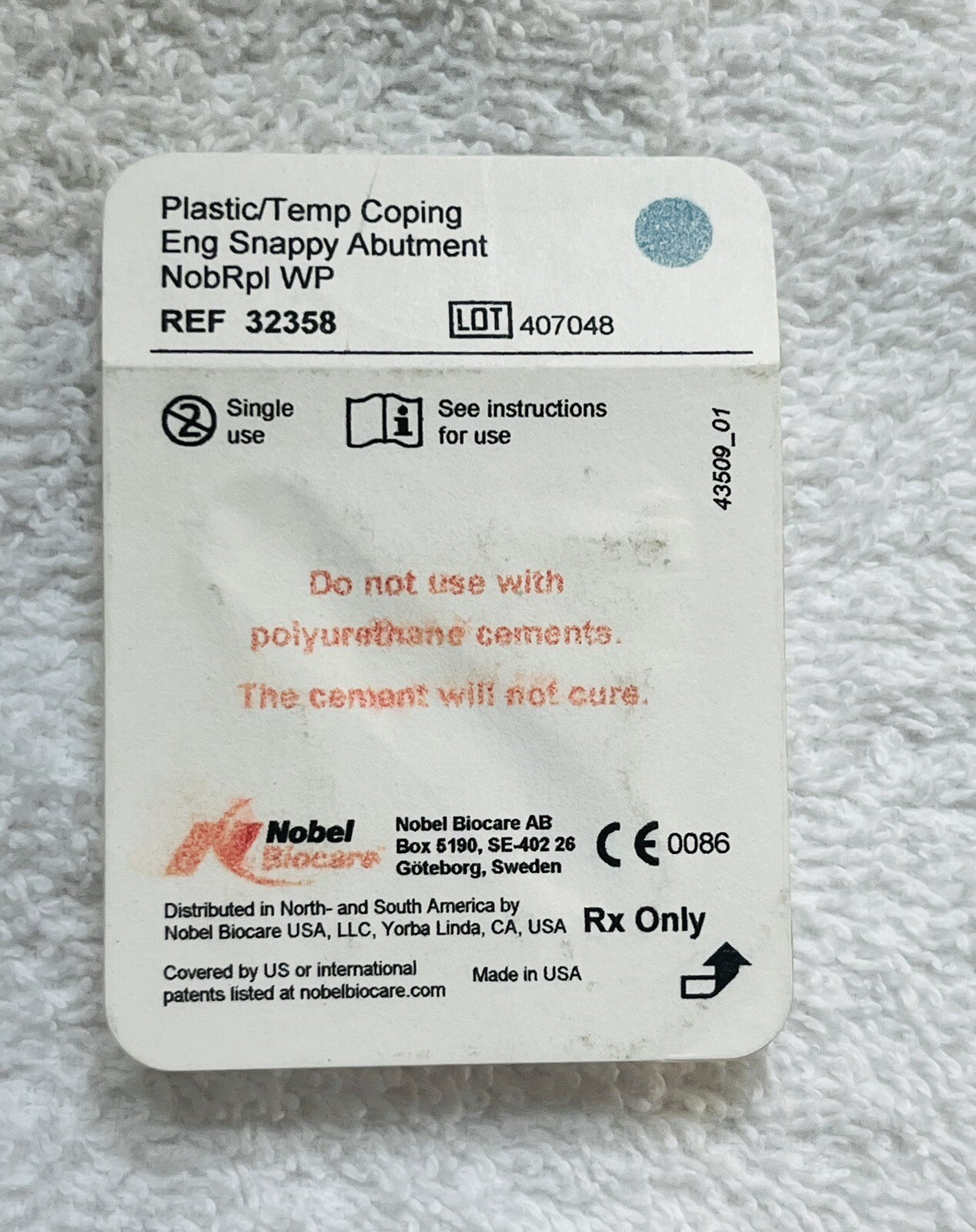 Noble Biocare Plastic/Temp Coping For Snappy Abutments