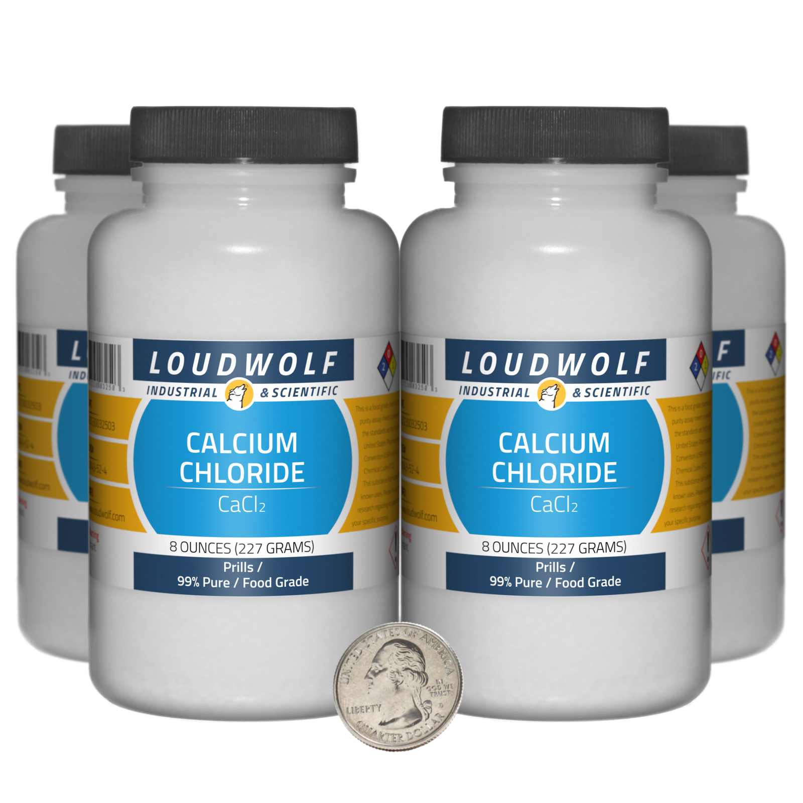 Calcium Chloride / 2 Pounds / 4 Bottles / 99% Pure Food Grade / Prills / USA