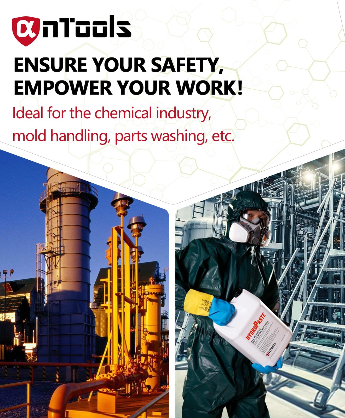 AnTools 2 Pairs Neoprene and Rubber Blend Heavy-Duty Chemical Gloves Protective