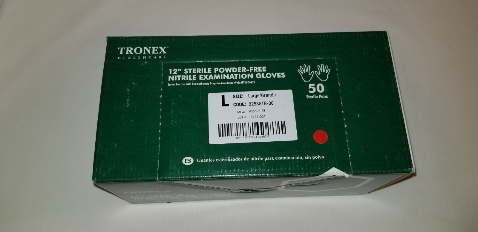 STERILE POWDER FREE NITRILE EXAM GLOVES by TRONEX SIZE L