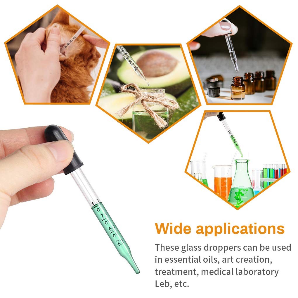 Eye Dropper for Essential Oils 20 PCS – Pipettes Dropper with Black Rubber He…