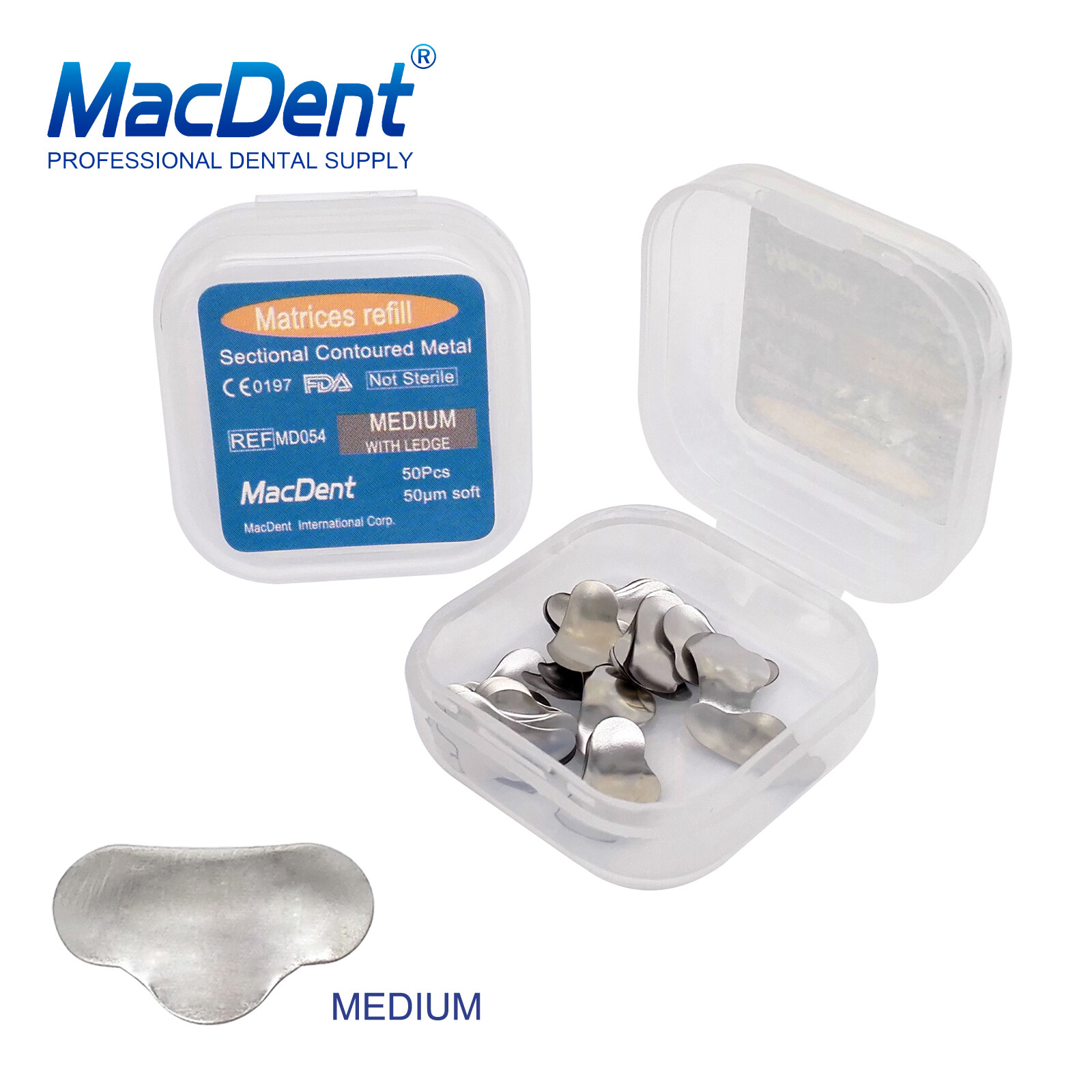 100×Dental Matrices Sectional Contoured Metal Soft Band Matrix Refill 50μm S/M/L