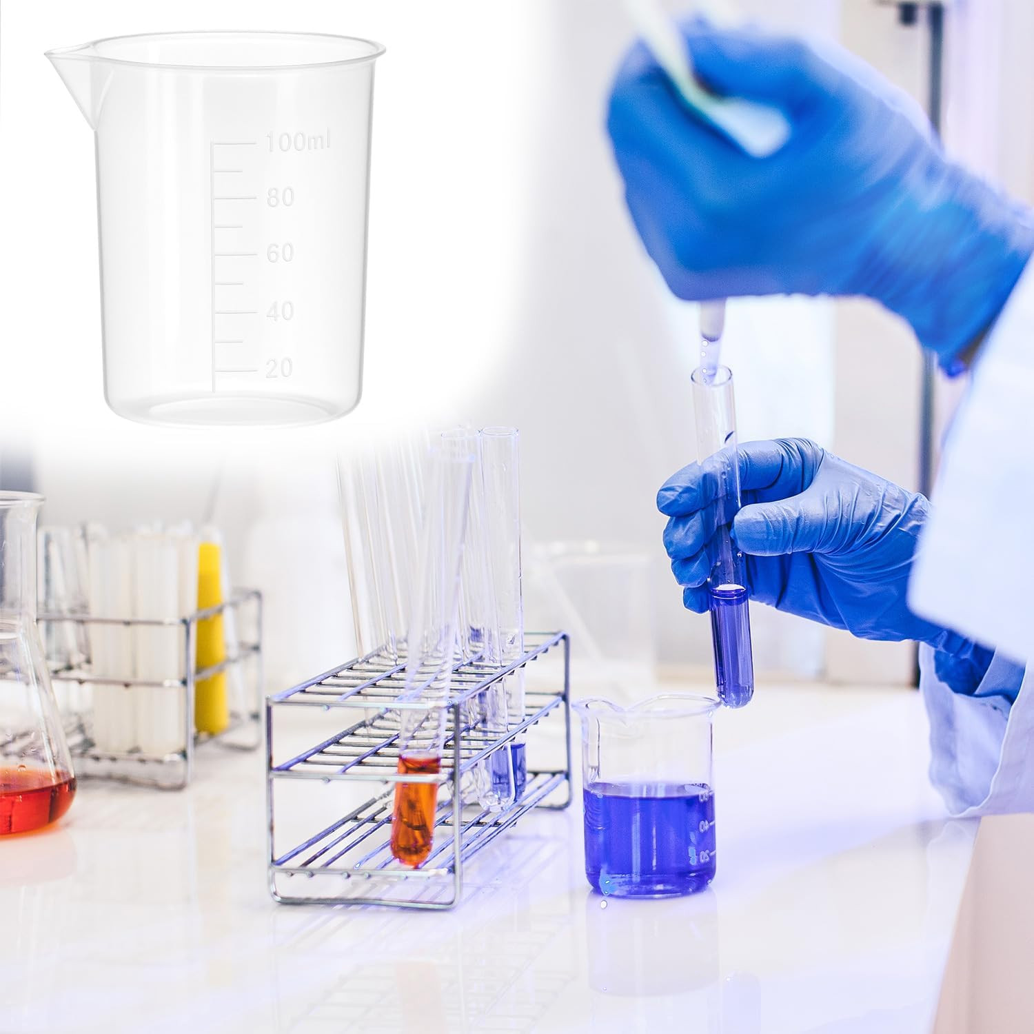 12Pk 100ml 3.4oz Plastic Beaker Cups Lab Measuring Mixing Cup Scale