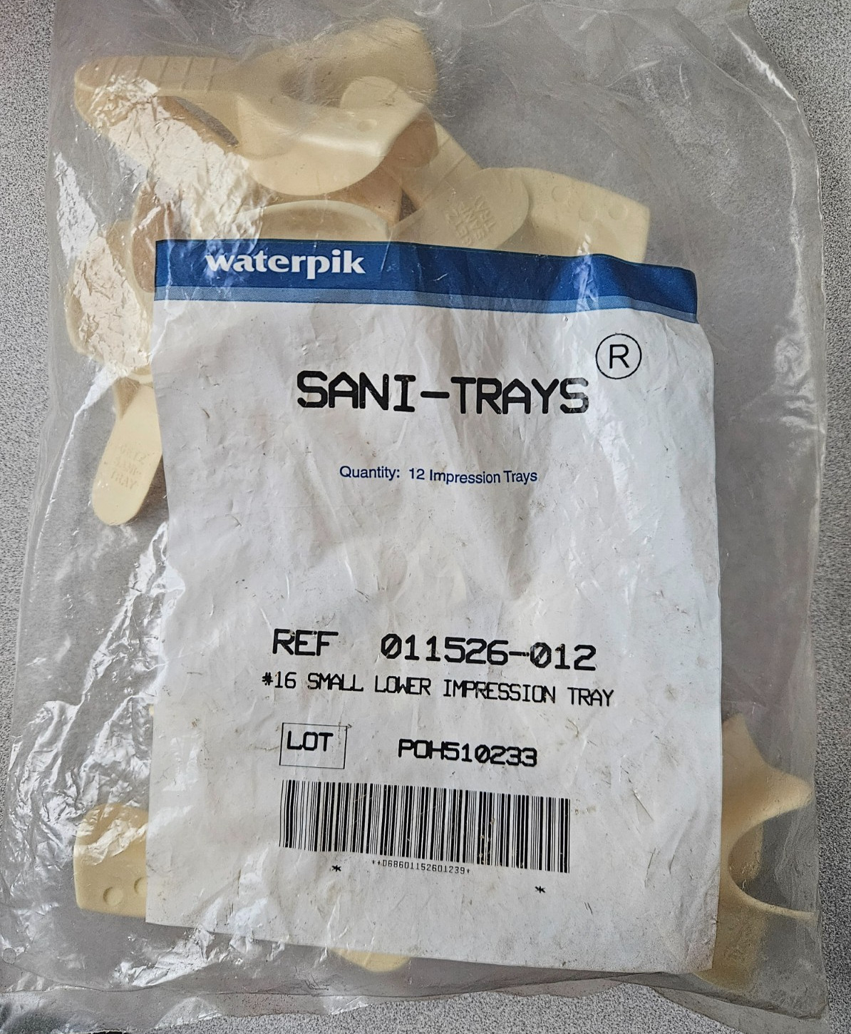 WaterPik 011526-012 Sani-Trays #16 Small Lower NonPerforated Impression Trays 12