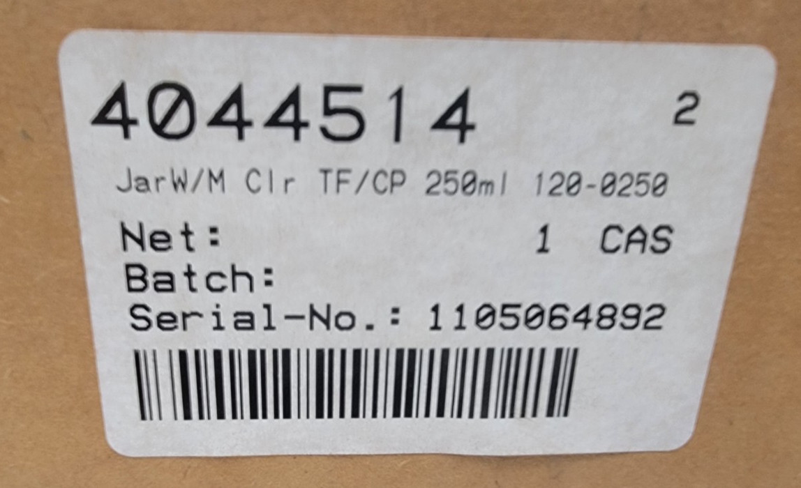 1 Case of 12 Thermo Scientific 120-0250 Jar Short Clear WM 8oz / 250 mL w/ lids