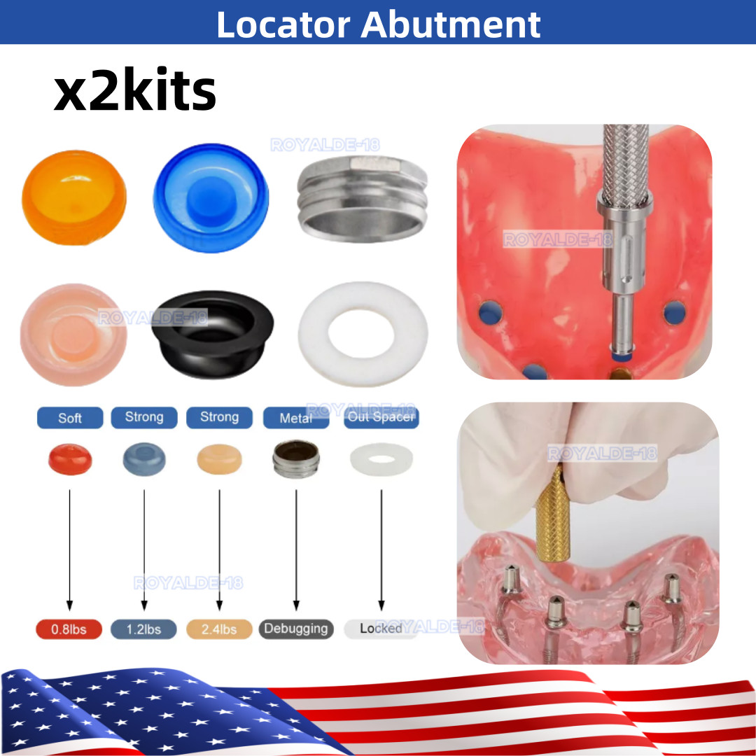 2Kits Dental Locator Abutment Retentive Caps Inserts Implant Metal Housing Caps