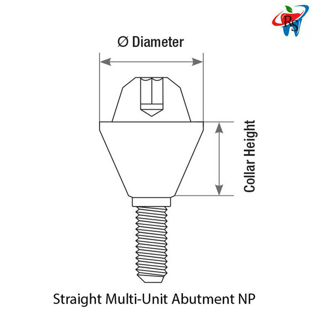 10x Set Prosthetic Straight Multi Unit 1.6 NP Conical 2.25 +Plastic Sleeve