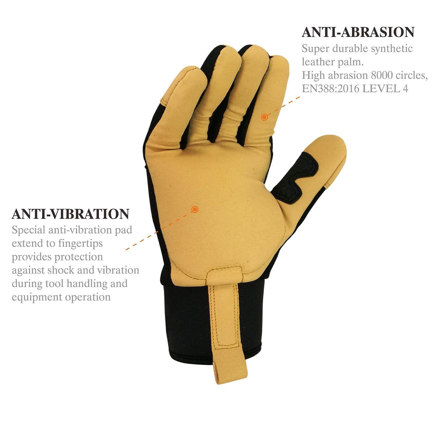 Intra-Fit Anti-Vibration Glove X-Large Full Finger Carpentry Landscaping