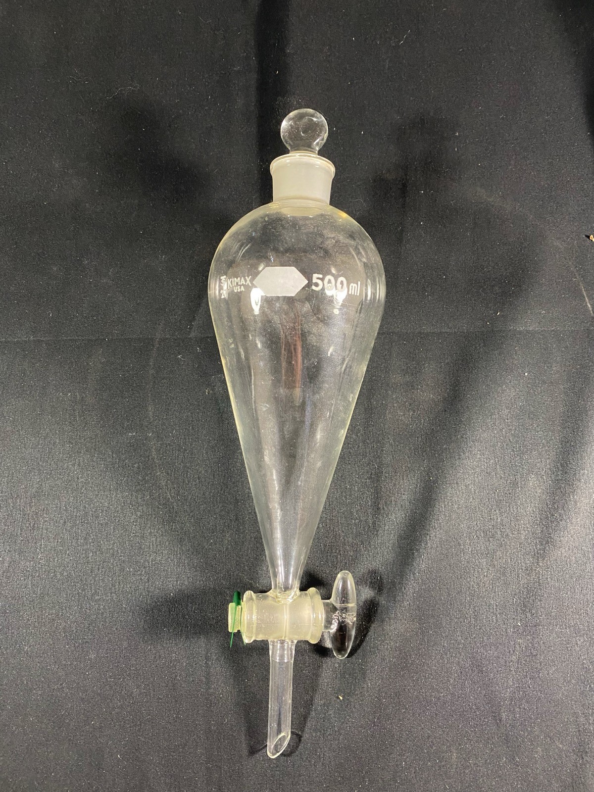 KIMBLE KIMAX 500mL Squibb Separatory Funnel Glass Stopcock #27 29048-500