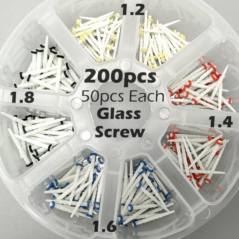 200pcs Dental Quartz Glass Fiber Post Root Canal Pins Straight/Screw Posts