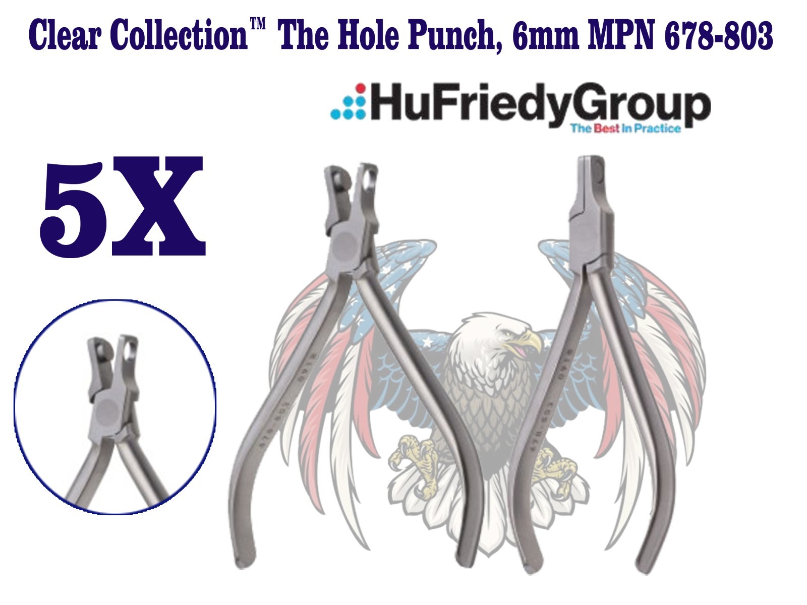 Lot of 5 Pcs Hu Friedy Clear Collection™ The Hole Punch, 6mm MPN 678-803