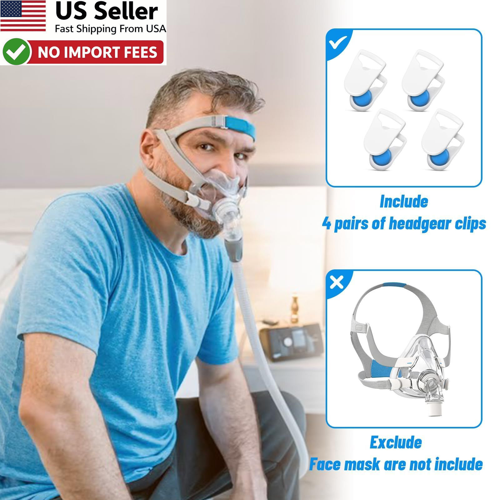 Magnetic Headgear Clips Compatible with Resmed AirFit AirTouch N20 F20 F30 KZ