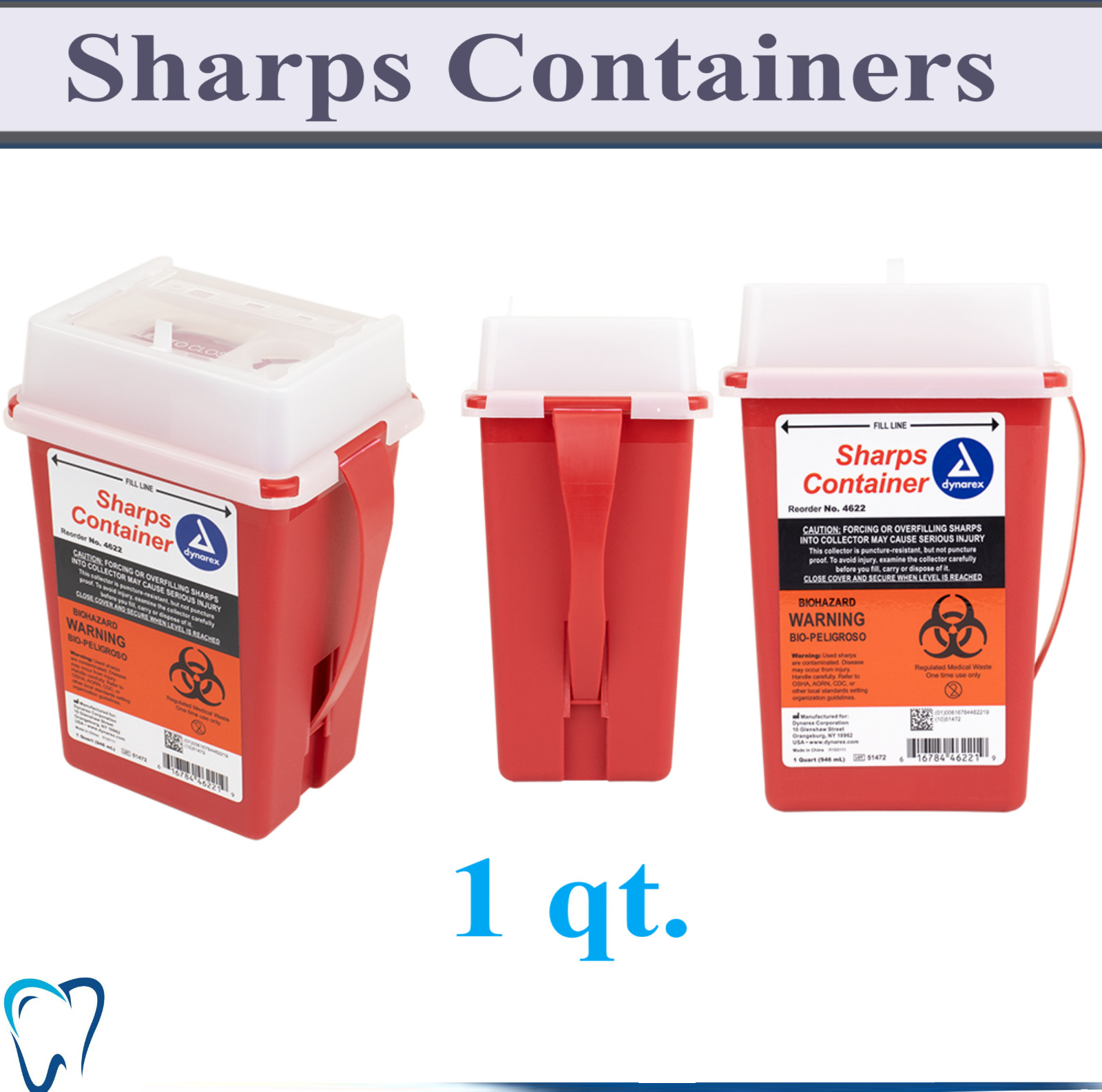 Prevent Sharps Container 1 qt, 2 qt, 5 qt., 1 gal, 2 gal., Locking & Horizontal