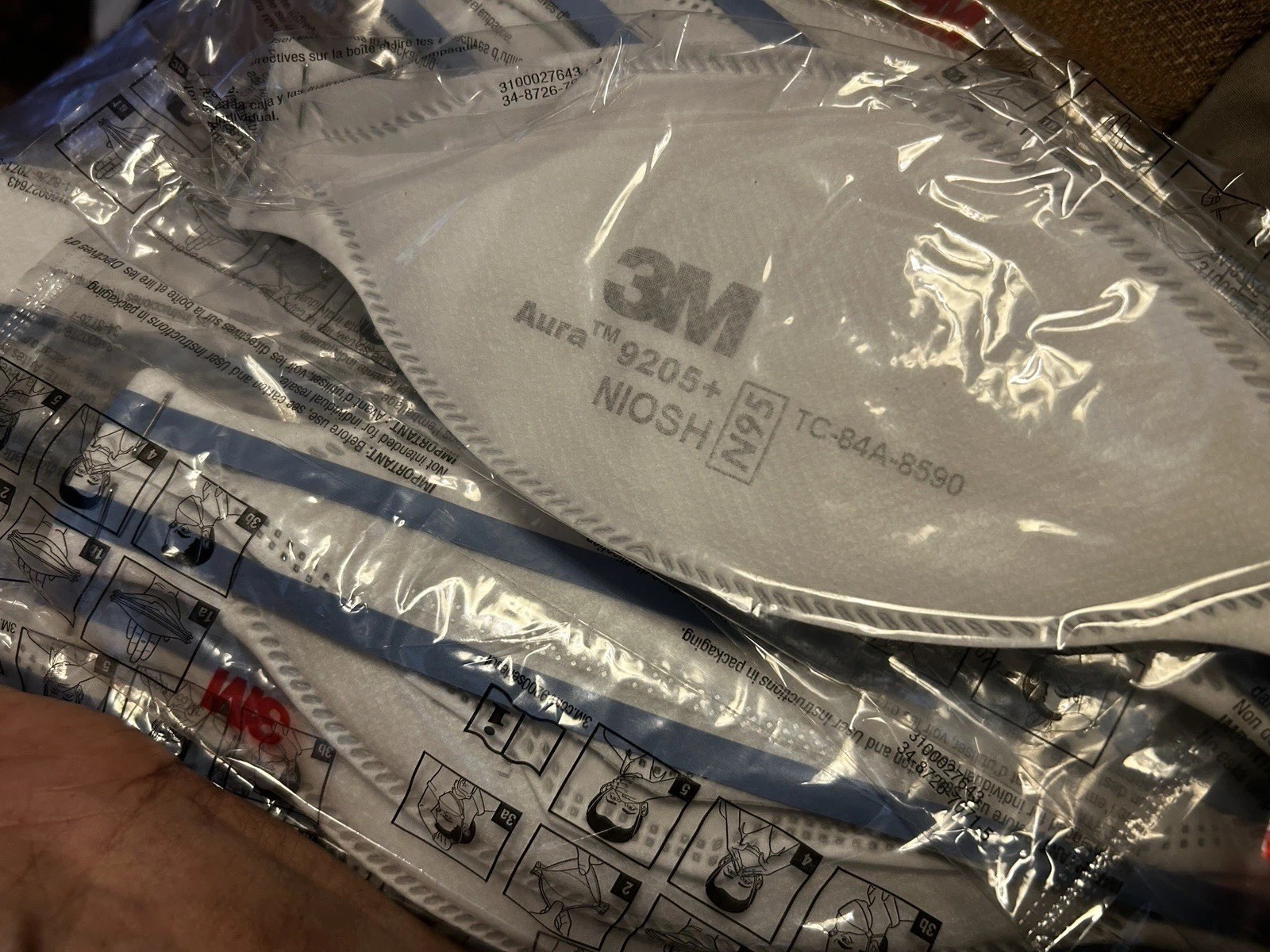 PROTECTIVE 3M Aura 9205+ NIOSH N95 Mask New/Sealed Lot of Ten