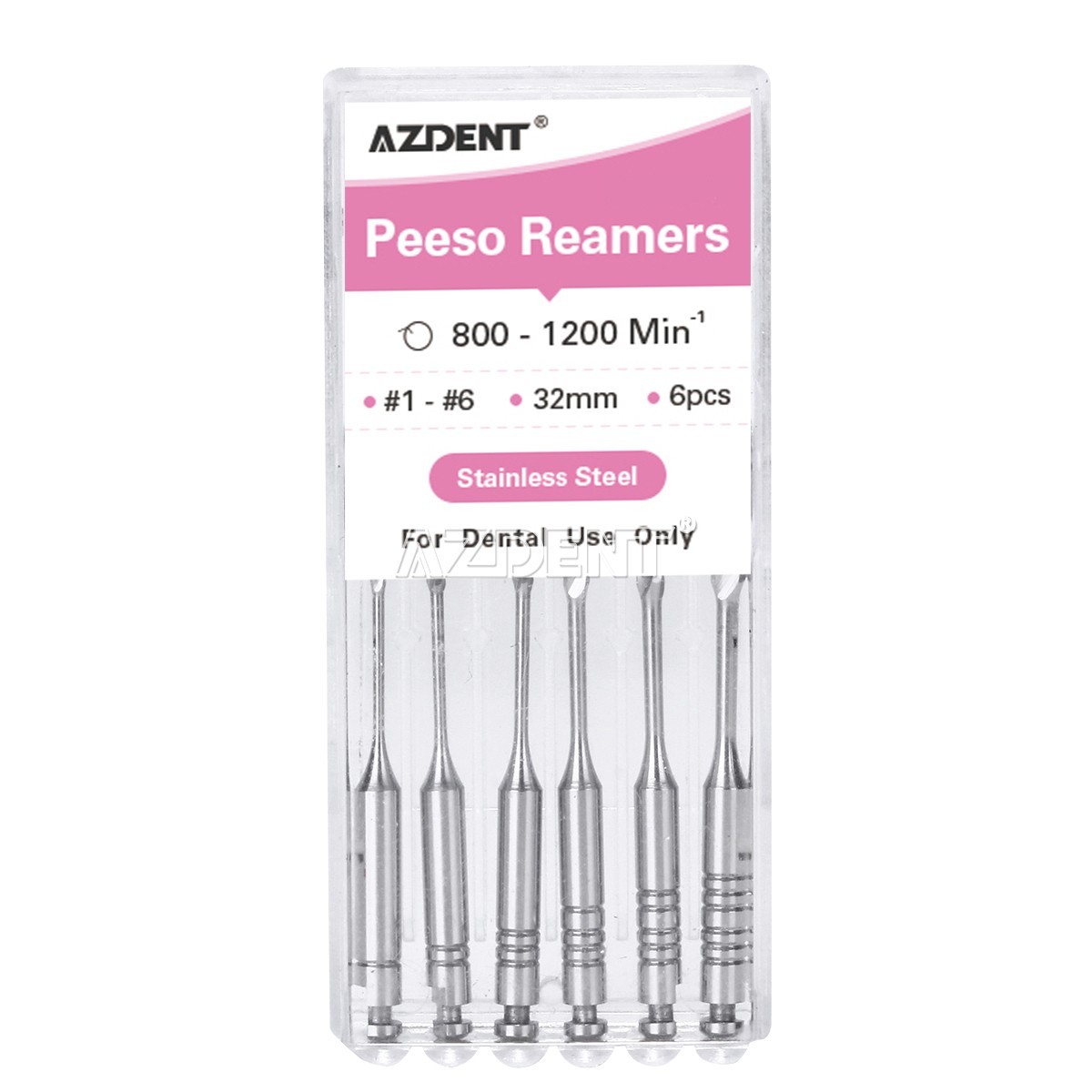12Pc Dental Peeso Reamers Stainless Steel 32mm #1-6 For Root Canal Eododontic