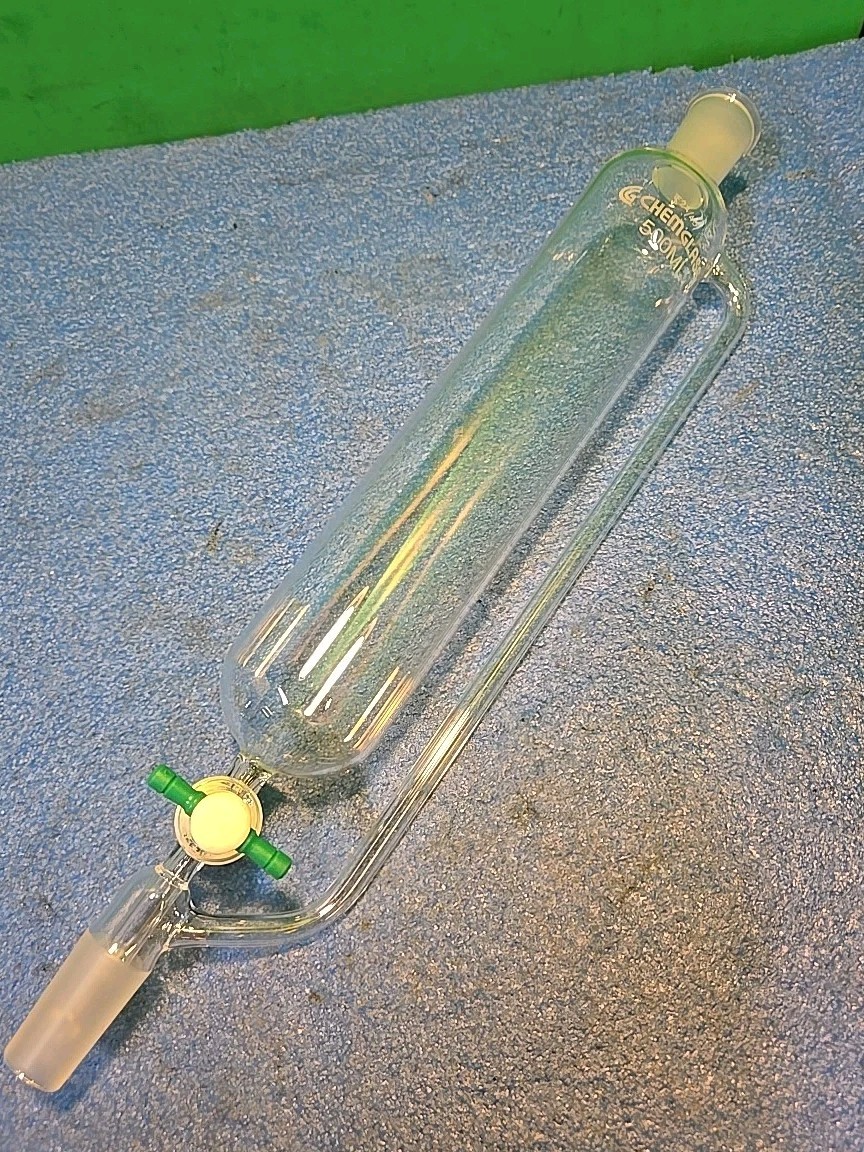 Chemglass 500mL Addition Funnel, 24/40, 4mm PTFE Stpk, 435mm OAH | Cg-1702-05