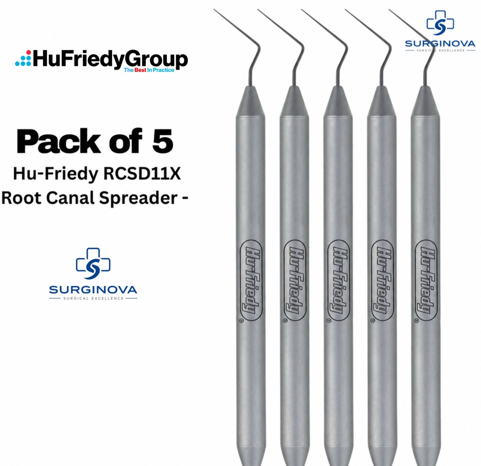 5X Hu-Friedy D11 Root Canal Spreader RCSD11X Black Line