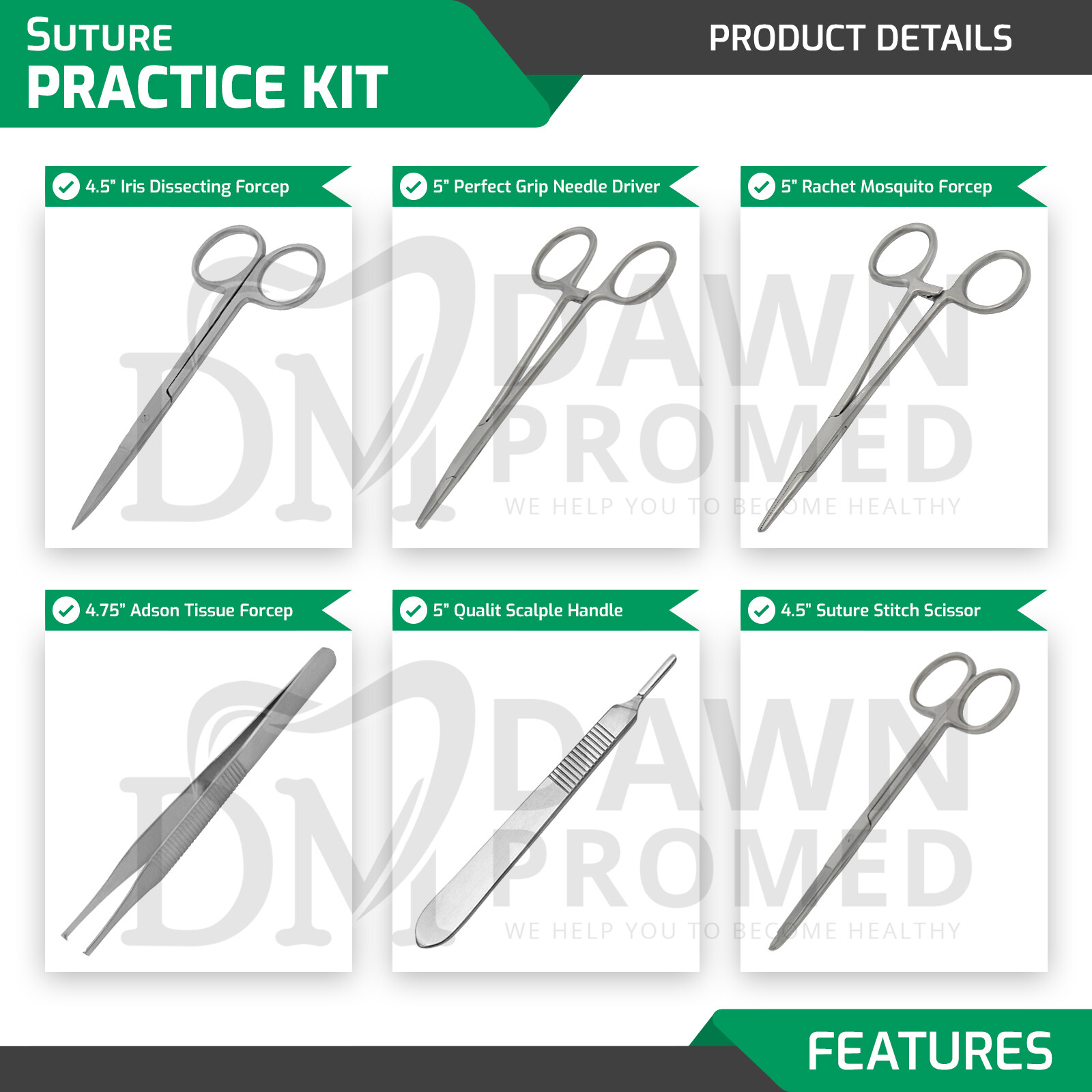 27 Pieces Practice Suture Kit with Pad for Medical Veterinary Student Training