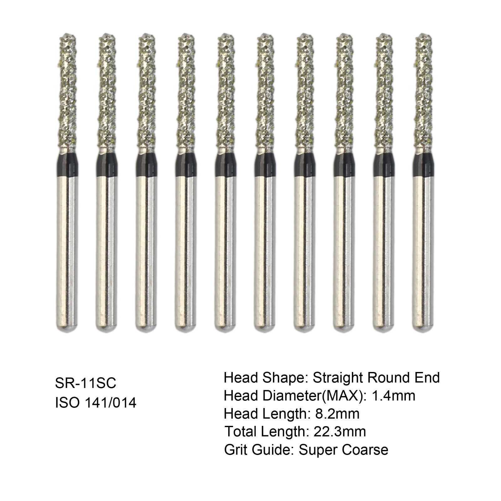 Dental Diamond Burs FG Round End Cylinder SR-11SC 881/014SC Super Coarse Grit