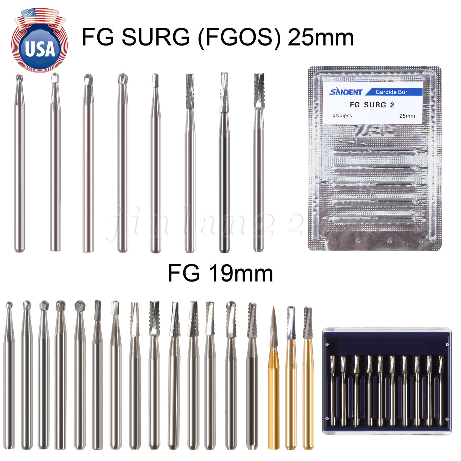 Dental 19mm/Surgical FG Burs 25mm Carbide Bur Friction Grip Round For High Speed