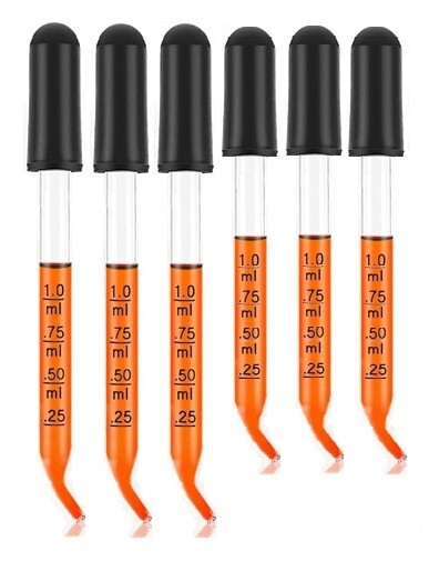 6pcs Essential Oils Medicine Art Eye Glass Graduated Dropper 3″ + 4″ Curved