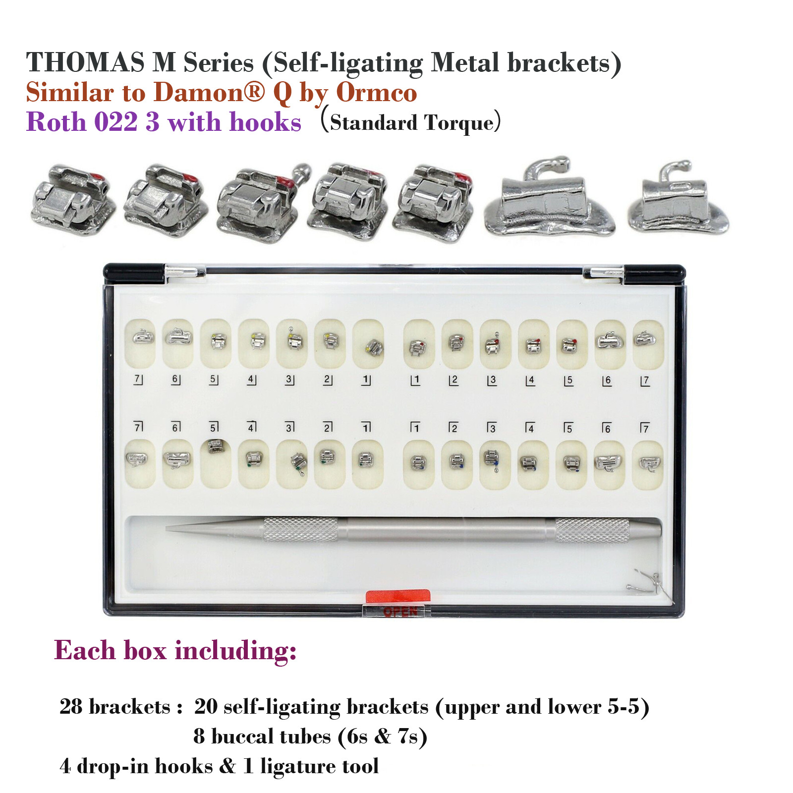 Dental Orthodontic Brackets Braces Mini Standard Roth MBT.022 Damon Q Empower