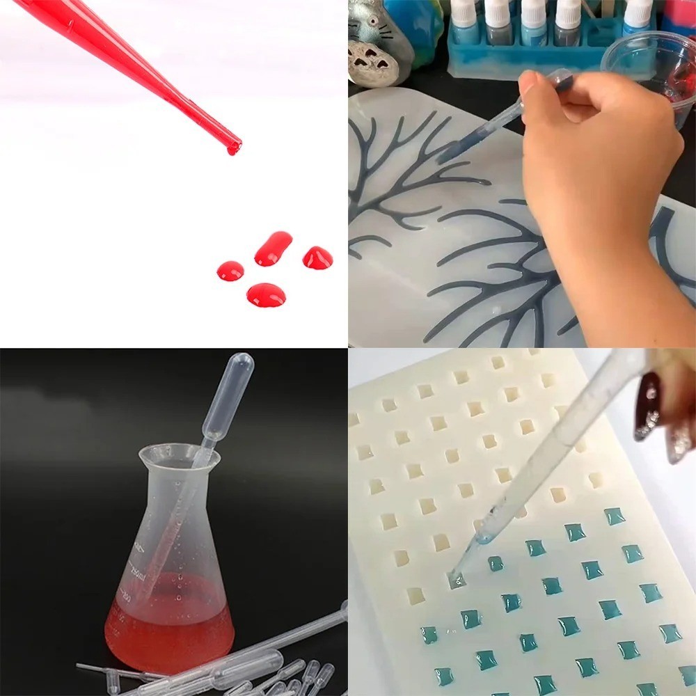 100pcs Disposable Plastic Pipettes: 1/2/3/5ml Graduated Transfer Droppers – NEW