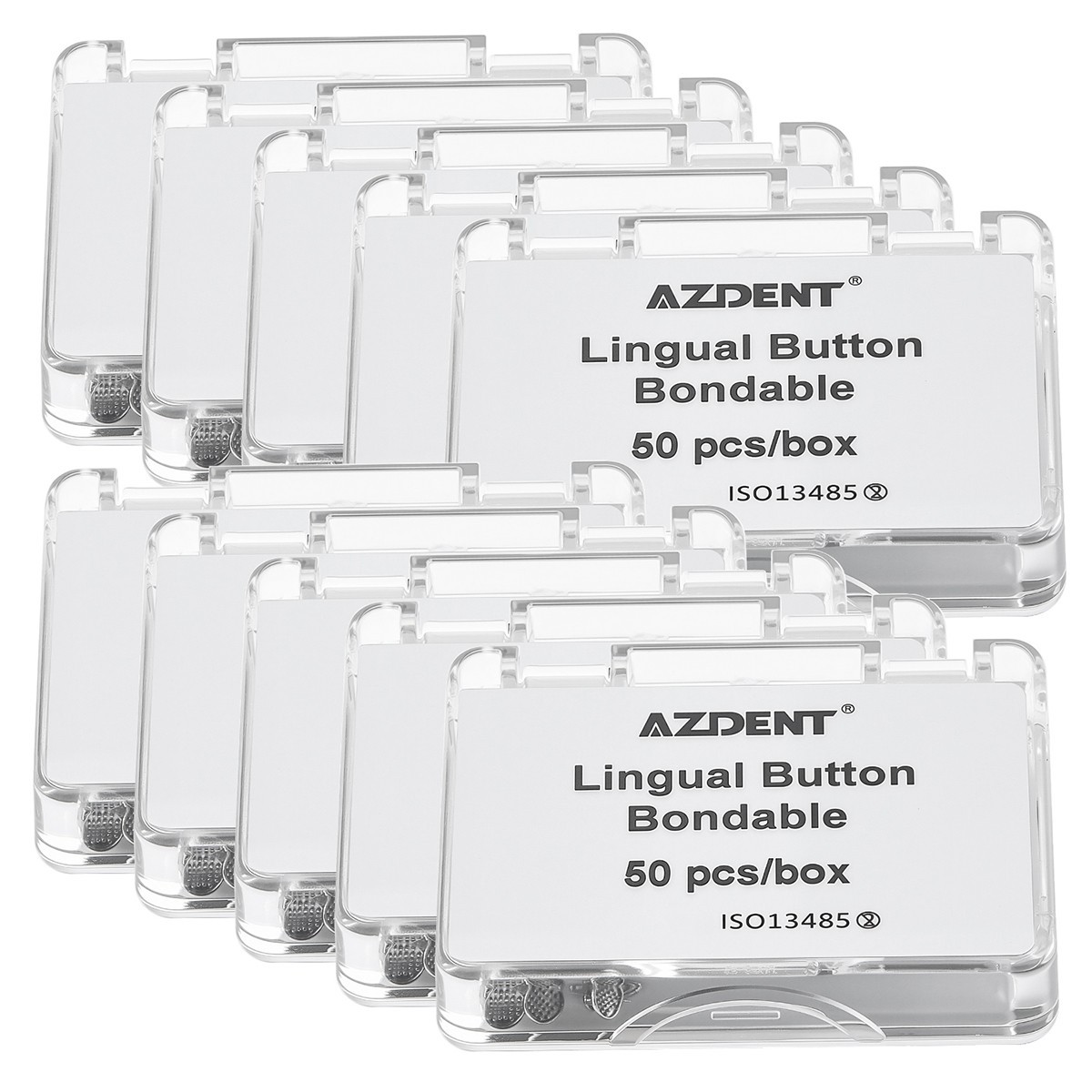 50pcs Dental Orthodontic Lingual Buttons Bondable Monoblock Round Base AZDENT