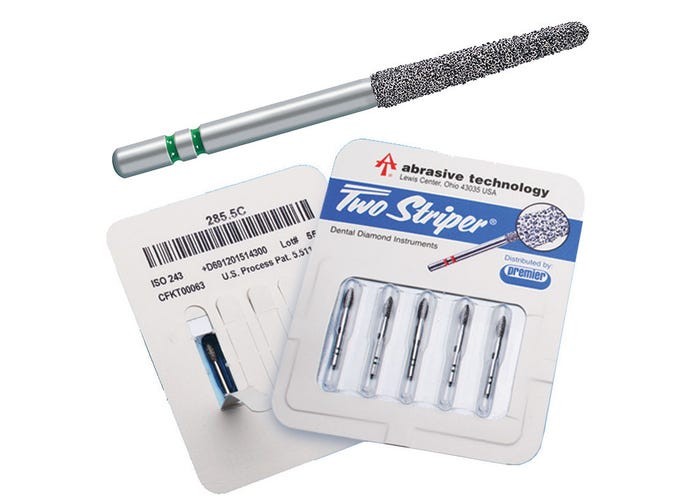 Abrasive Technology 702.8 FG Two Striper Flat End Taper Coarse Diamond Burs 5/Pk