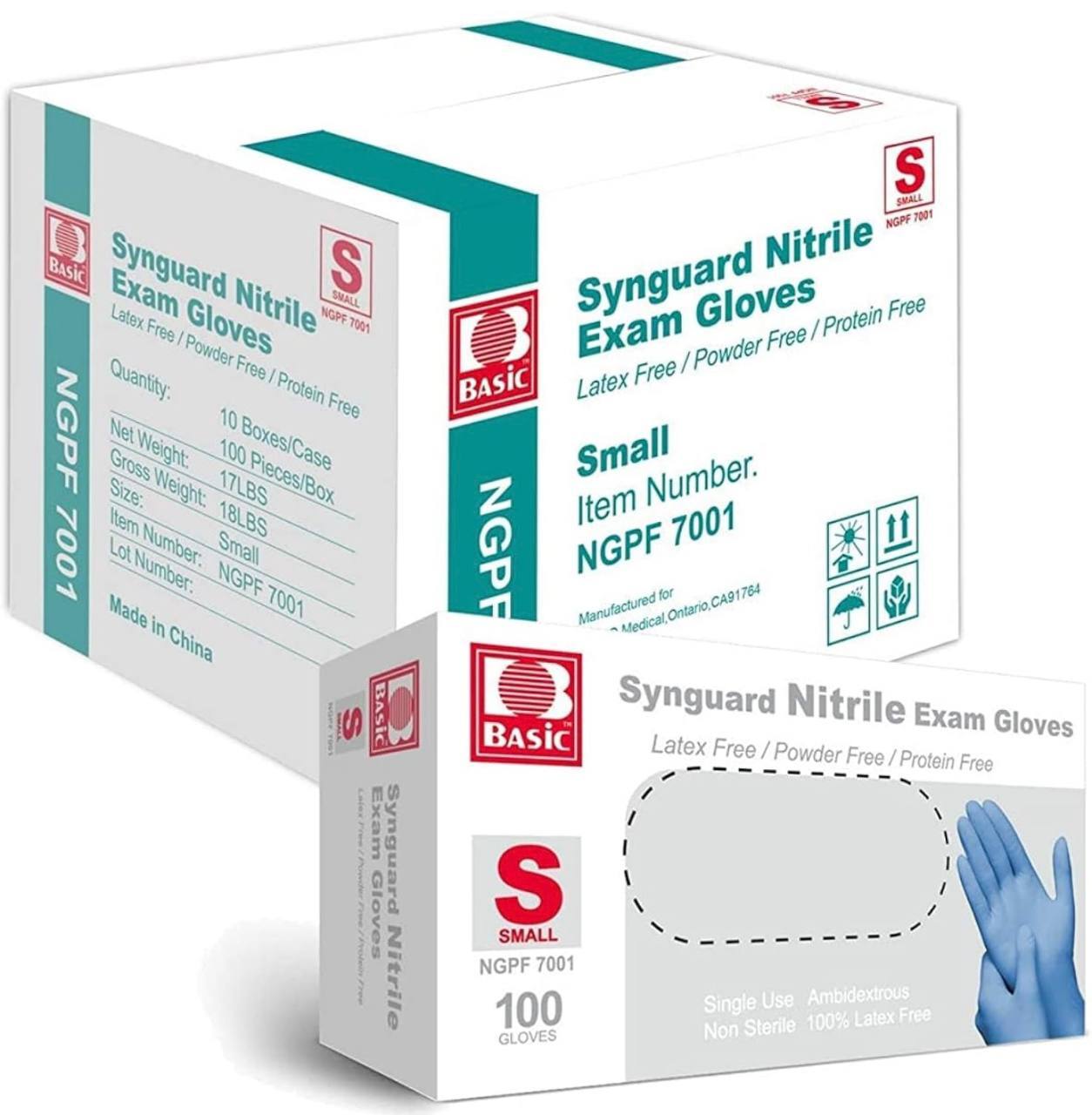 4 MIL SYNGUARD NITRILE EXAM GLOVES (BLUE) SIZE: S. 10 boxes in case