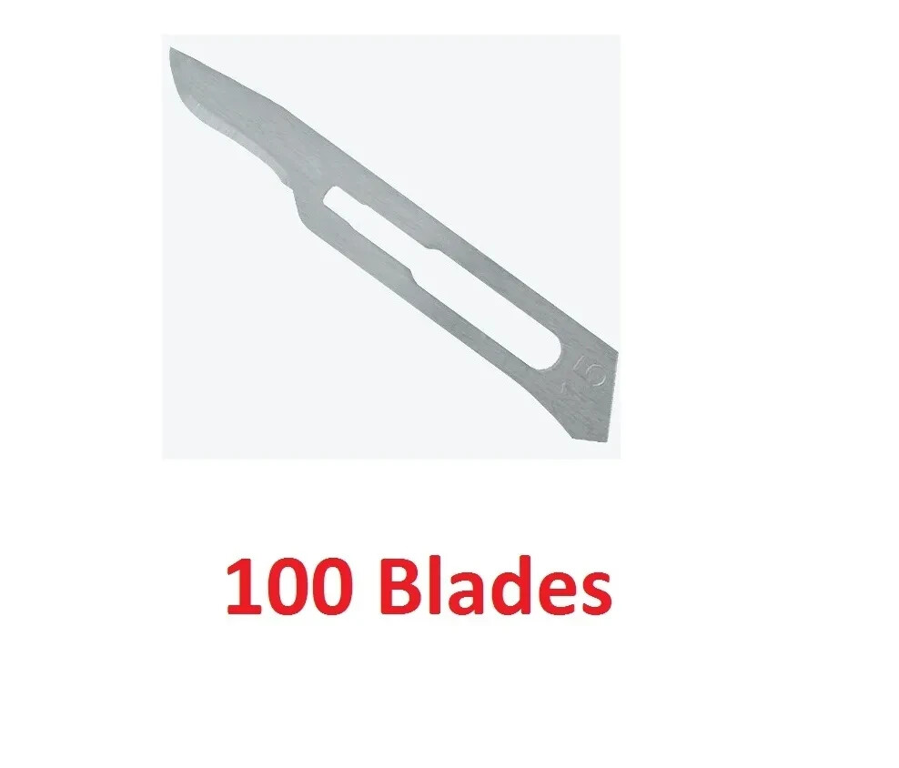 100 Integra Miltex 4-115 #15 Carbon Steel Surgical Scalpel Blades Sterile