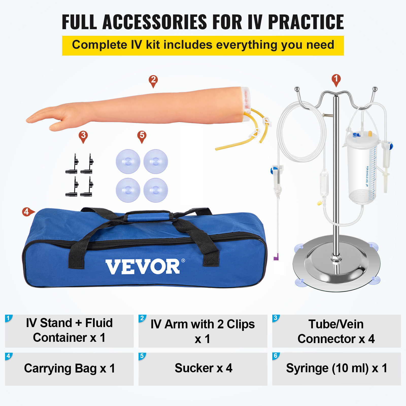 IV Practice Kit Phlebotomy Venipuncture Practice Arm for Students Nurses Medical