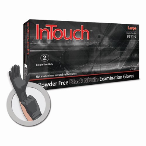 Atlantic Safety InTouch B311-XL Black Nitrile Exam Gloves, X-Large, 100-Pack