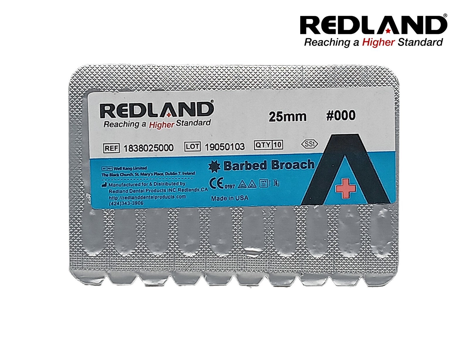 Redland Dental 30 pc. Purple #000 25 mm Endo Stainless Steel Barbed Broaches