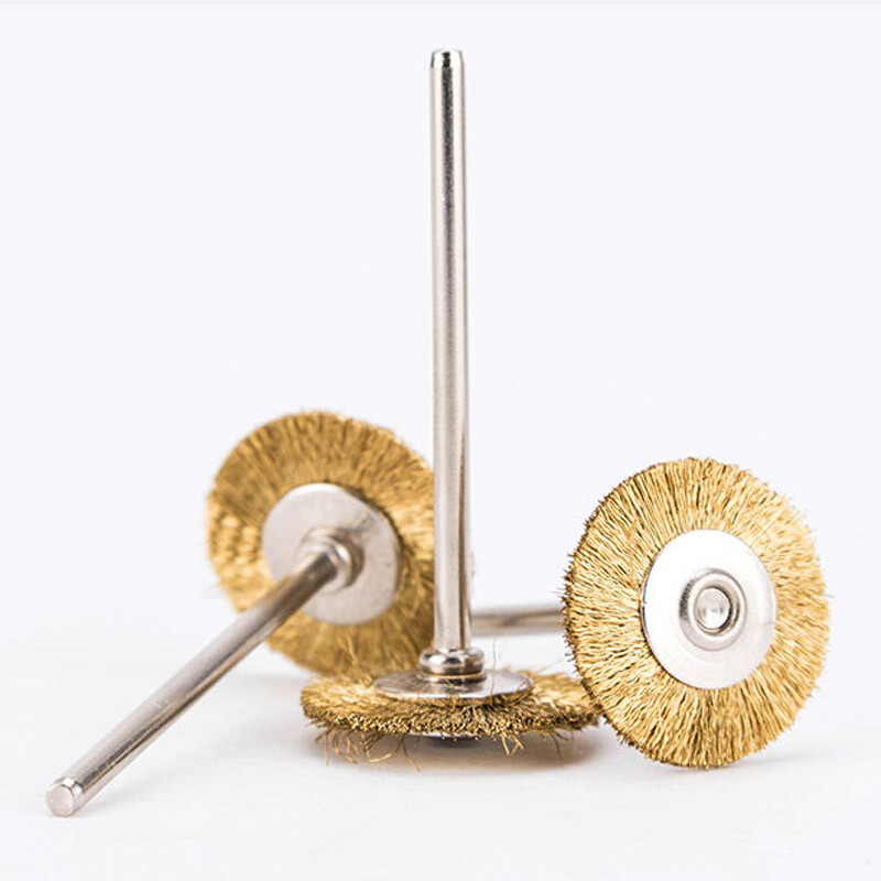 10pcs Copper Wire Brush Polishing Wheel for Dental Lab Rotary Tools 2.35mm Shank