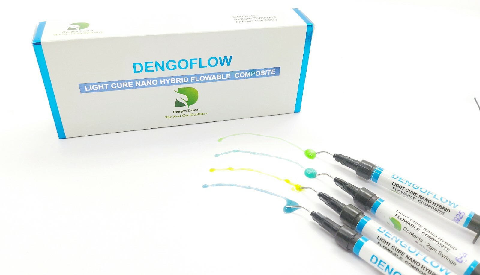 Dent Flowable Light Cure Dental Composite 4 Syringe Kit Green Colour Only