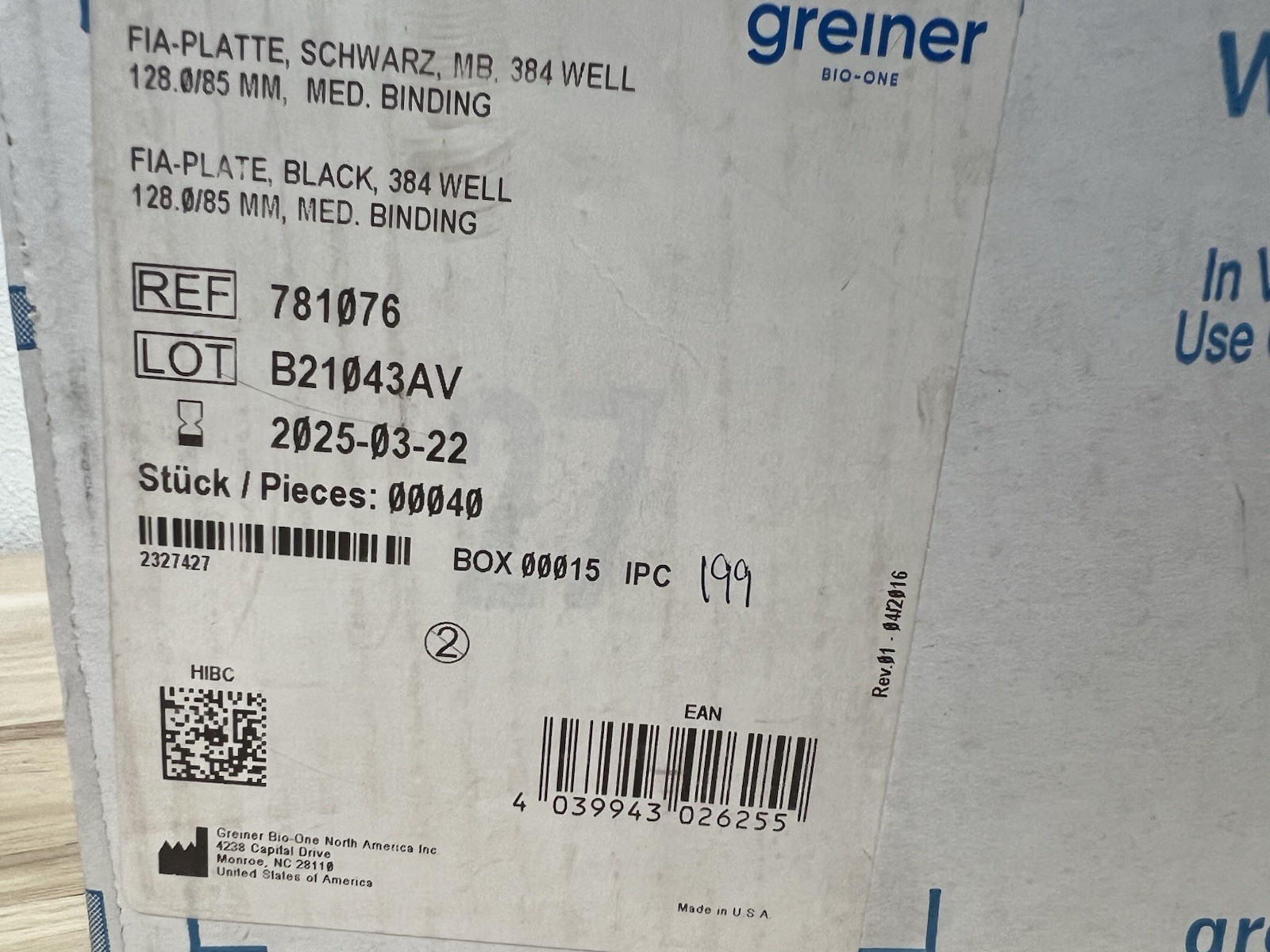 Lot Of 4 Boxes Greiner Bio-One 781076 FIA-Plate Black 384-Well Microplate (40)