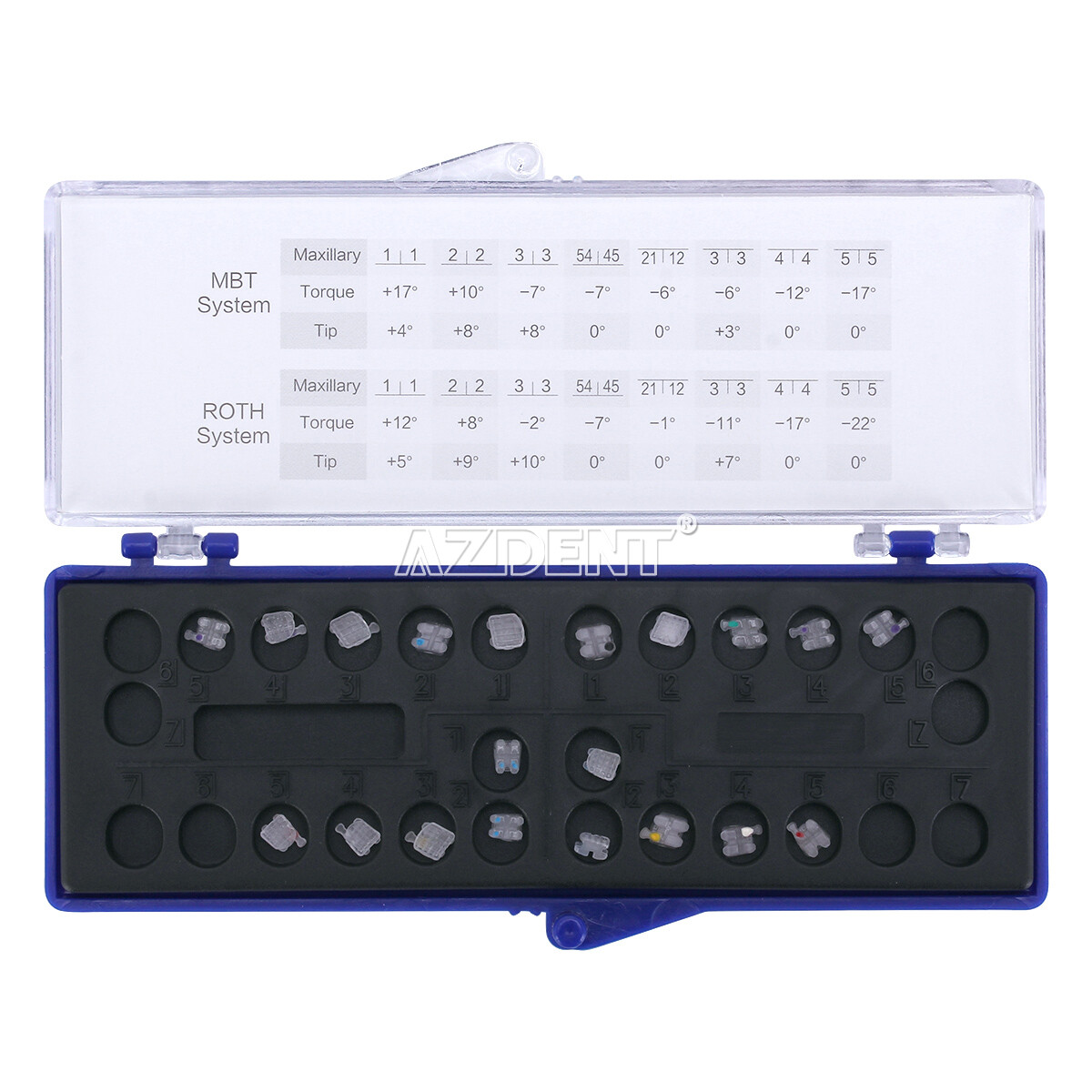 Dental Orthodontic Ceramic Brackets 5*5 Braces Roth.022 Hooks 3-4-5 AZDENT