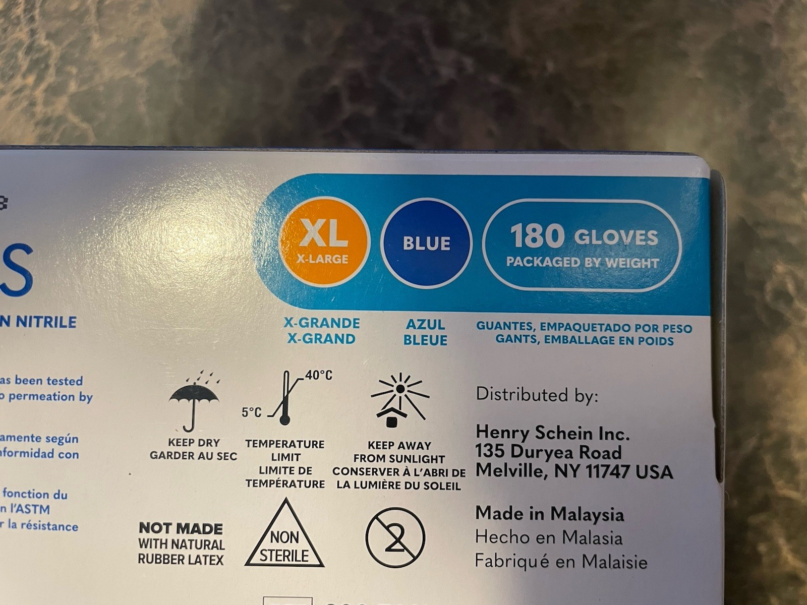Henry Schein N200 Nitrile Exam Gloves XL Blue Powder-Free 180 Pack