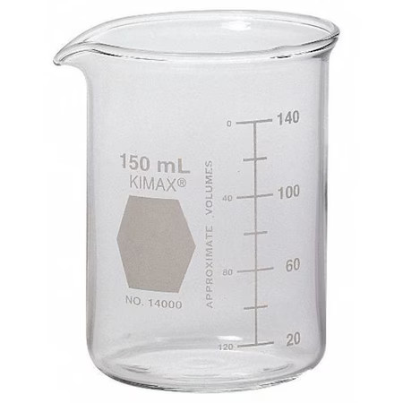 Kimble Chase 14000-150 Beaker, Borosilicate Glass, Low Form, 150 Ml / 5.07 Fl