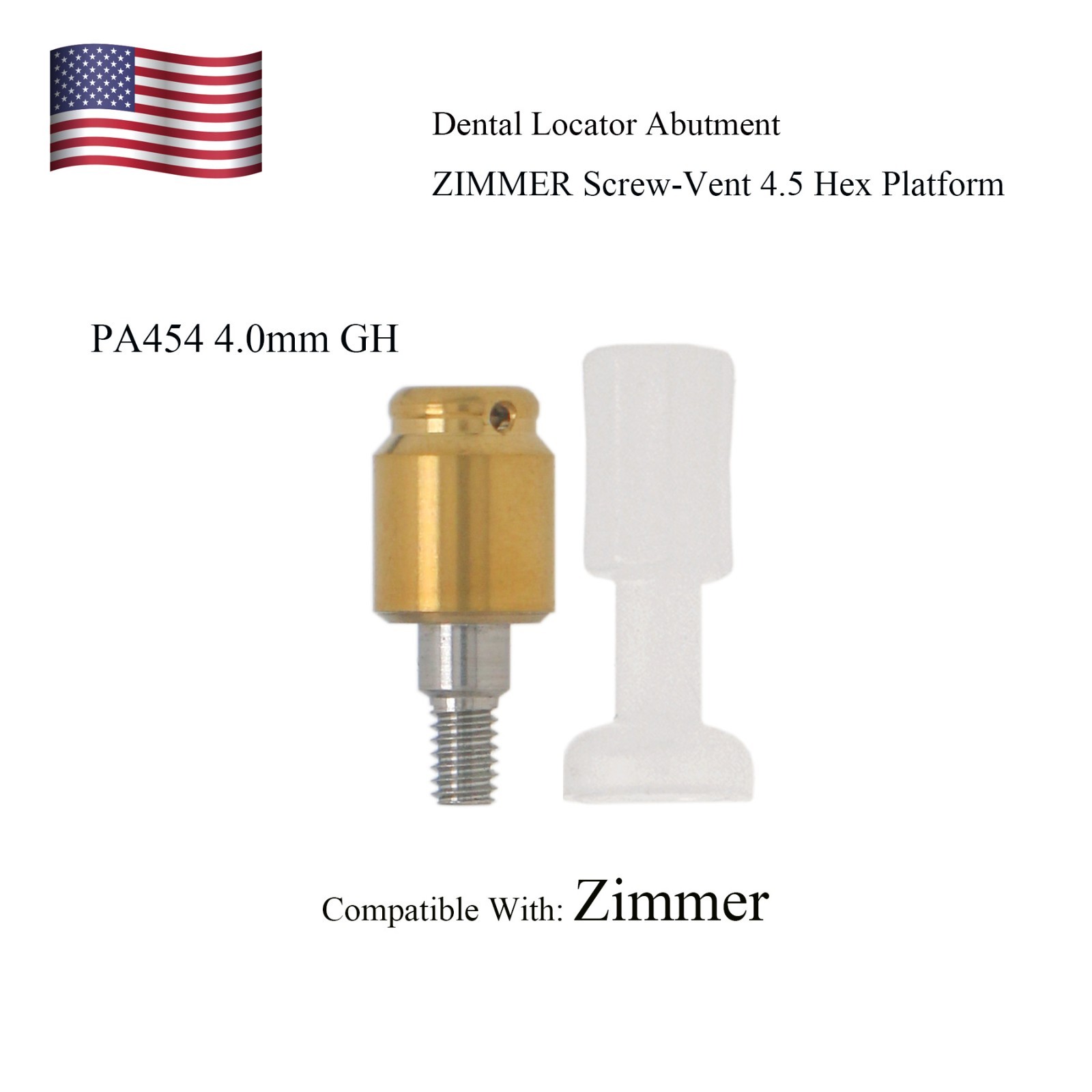 US Implants Locator Abutment Caps for Zimmer Tapered Screw-vent 4.5 Internal-Hex