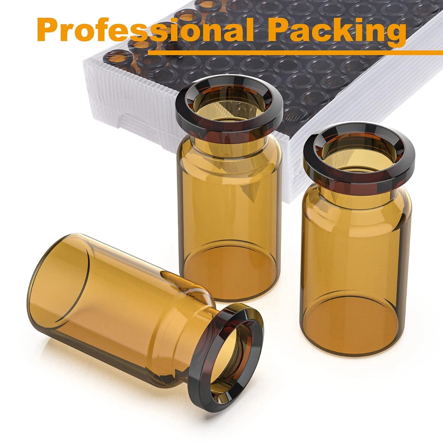 10mL Amber Glass Vials Headspace Vials Lab Grade Leak-Proof 100Pcs w/ Aluminum C